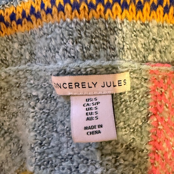 ✨ Sincerely Jules Wool Blend Color Pop Patchwork Sweater - Picture 6 of 6